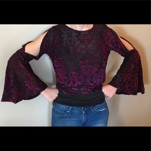 Adam Levine Gothic Bellsleeve Sheer Blouse